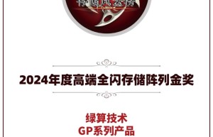绿算技术GP系列产品荣获2024年度高端全闪存储阵列金奖